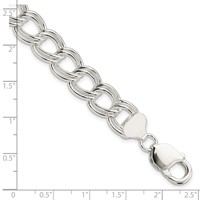 Sterling Silver 11.5mm Solid Double Link Charm Bracelet, 7" view 3