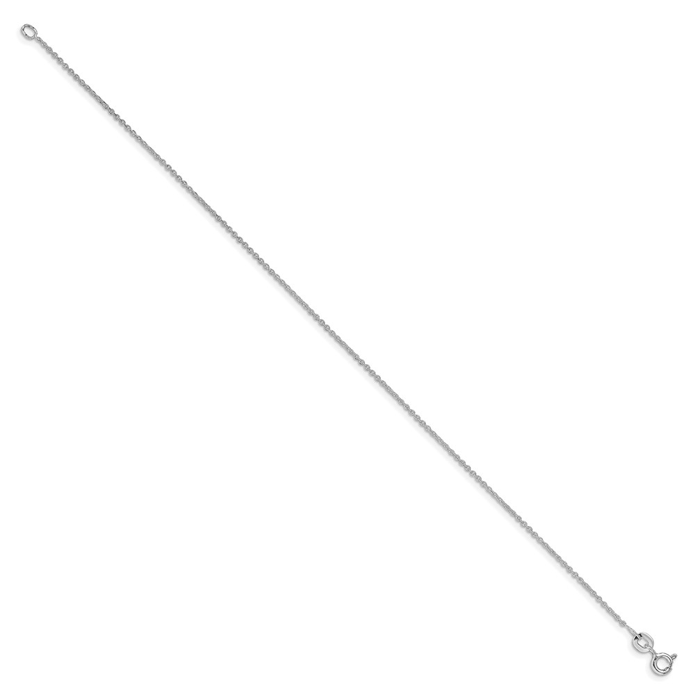 Sterling Silver Rhodium-plated 1mm Cable Chain Anklet (QCL030R-9)