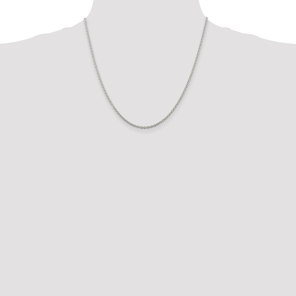 Sterling Silver Rhodium-plated 2.25mm Cable Chain (QCL060R-20)