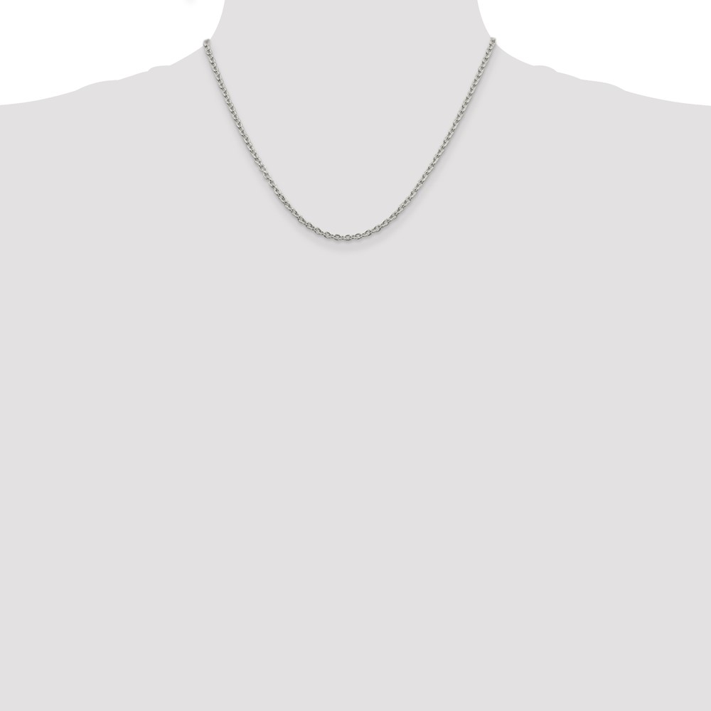 Sterling Silver Rhodium-plated 2.75mm Cable Chain (QCL080R-18)