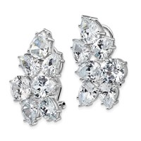 Cheryl M Sterling Silver Rhodium-plated Fancy Brilliant-cut CZ Cluster Omega Back Earrings view 2