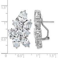 Cheryl M Sterling Silver Rhodium-plated Fancy Brilliant-cut CZ Cluster Omega Back Earrings view 4