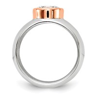 Cheryl M Sterling Silver Rhodium-plated and Rose Gold-plated Accent Brilliant-cut CZ Bezel Ring view 2