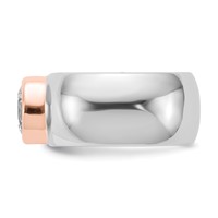 Cheryl M Sterling Silver Rhodium-plated and Rose Gold-plated Accent Brilliant-cut CZ Bezel Ring view 3