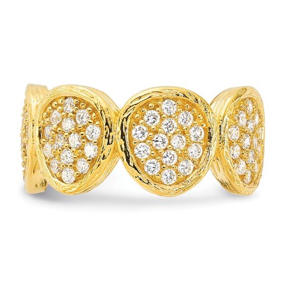 Sterling Silver Gold-Plated CZ Ovals Ring