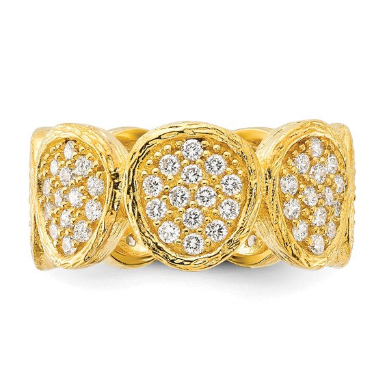Sterling Silver Gold-Plated CZ Ovals Ring