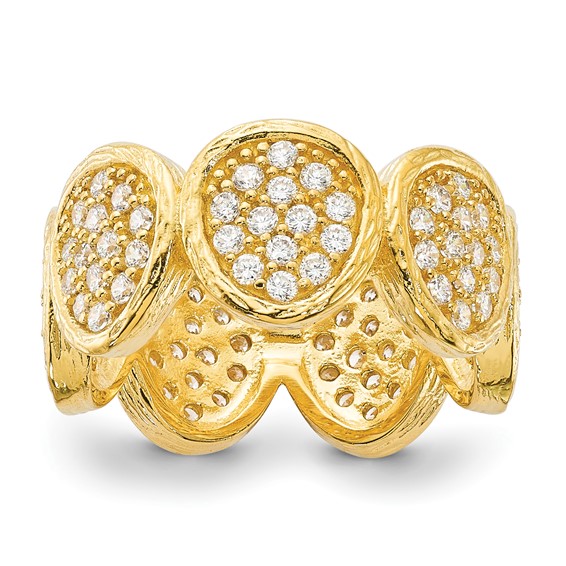 Sterling Silver Gold-Plated CZ Ovals Ring