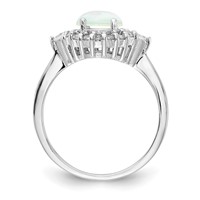 Cheryl M Sterling Silver Rhodium-plated Cabochon Lab Created Opal and Brilliant-cut CZ Ring view 2