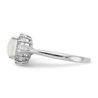 Cheryl M Sterling Silver Rhodium-plated Cabochon Lab Created Opal and Brilliant-cut CZ Ring view 3