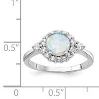 Cheryl M Sterling Silver Rhodium-plated Cabochon Lab Created Opal and Brilliant-cut CZ Ring view 4