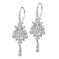 Cheryl M Sterling Silver Rhodium-plated Fancy Brilliant-cut Bezel CZ Kidney Wire Dangle Earrings view 2