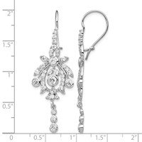 Cheryl M Sterling Silver Rhodium-plated Fancy Brilliant-cut Bezel CZ Kidney Wire Dangle Earrings view 4