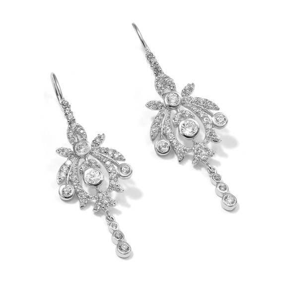 Cheryl M Sterling Silver Rhodium-plated Fancy Brilliant-cut Bezel CZ Kidney Wire Dangle Earrings