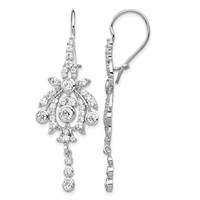 Cheryl M Sterling Silver Rhodium-plated Fancy Brilliant-cut Bezel CZ Kidney Wire Dangle Earrings view 1