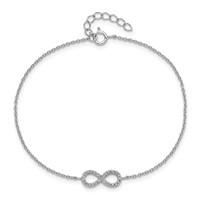 Cheryl M Sterling Silver Rhodium-plated Brilliant-cut CZ Infinity Bracelet with 1 Inch Extender, 7" view 4