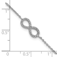 Cheryl M Sterling Silver Rhodium-plated Brilliant-cut CZ Infinity Bracelet with 1 Inch Extender, 7" view 3