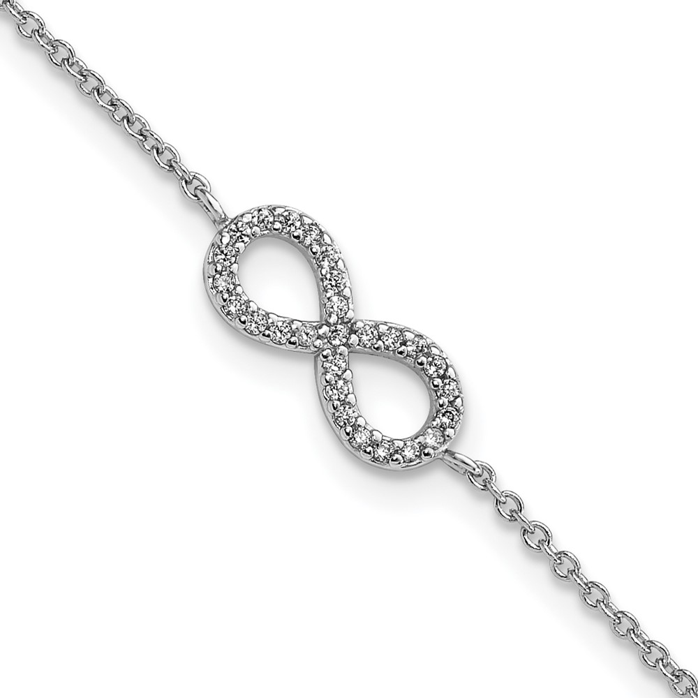 Cheryl M Sterling Silver Rhodium-plated Brilliant-cut CZ Infinity Bracelet with 1 Inch Extender, 7"