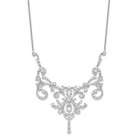 Cheryl M Sterling Silver Rhodium-plated Brilliant-cut CZ Bezel Fancy Scroll Necklace with 2 Inch Extender, 17" view 2