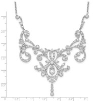 Cheryl M Sterling Silver Rhodium-plated Brilliant-cut CZ Bezel Fancy Scroll Necklace with 2 Inch Extender, 17" view 4