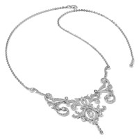 Cheryl M Sterling Silver Rhodium-plated Brilliant-cut CZ Bezel Fancy Scroll Necklace with 2 Inch Extender, 17" view 5