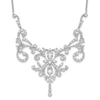 Cheryl M Sterling Silver Rhodium-plated Brilliant-cut CZ Bezel Fancy Scroll Necklace with 2 Inch Extender, 17" view 1