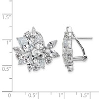 Cheryl M Sterling Silver Rhodium-plated Brilliant-cut & Marquise-cut CZ Cluster Post Omega Back Earrings view 4