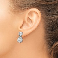 Cheryl M Sterling Silver Rhodium-plated Brilliant-cut CZ Round and Pear Shaped Post Dangle Earrings view 3