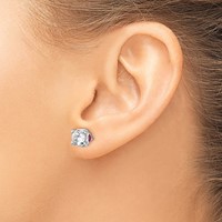 Cheryl M Sterling Silver Rhodium-plated Brilliant-cut Lab Created Ruby and Brilliant-cut White CZ Earrings with Heart Sides Stud Post view 3