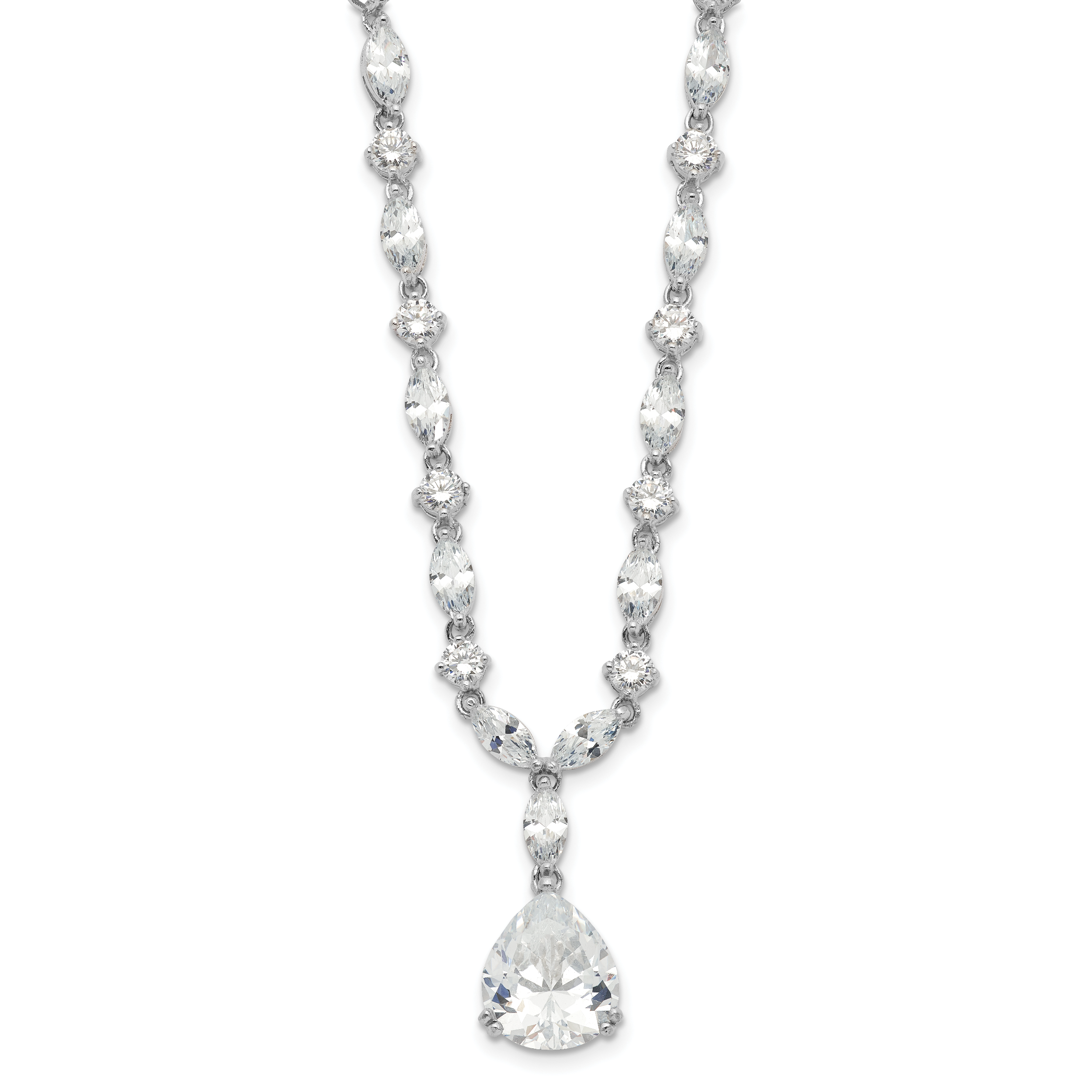 Cheryl M Sterling Silver Rhodium-plated Fancy Marquise-cut