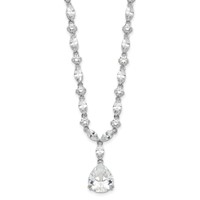 Cheryl M Sterling Silver Rhodium-plated Fancy Marquise-cut & Brilliant-cut Pear CZ Necklace, 17" view 2