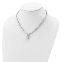 Cheryl M Sterling Silver Rhodium-plated Fancy Marquise-cut & Brilliant-cut Pear CZ Necklace, 17" view 4