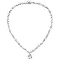 Cheryl M Sterling Silver Rhodium-plated Fancy Marquise-cut & Brilliant-cut Pear CZ Necklace, 17" view 5