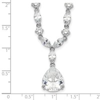 Cheryl M Sterling Silver Rhodium-plated Fancy Marquise-cut & Brilliant-cut Pear CZ Necklace, 17" view 3