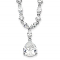 Cheryl M Sterling Silver Rhodium-plated Fancy Marquise-cut & Brilliant-cut Pear CZ Necklace, 17" view 1