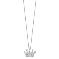 Cheryl M Sterling Silver Rhodium-plated Brilliant-cut CZ Crown Necklace, 18" view 2