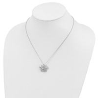 Cheryl M Sterling Silver Rhodium-plated Brilliant-cut CZ Crown Necklace, 18" view 4