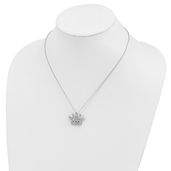 Cheryl M Sterling Silver Rhodium-plated Brilliant-cut CZ Crown 18 Inch Necklace