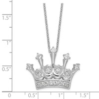 Cheryl M Sterling Silver Rhodium-plated Brilliant-cut CZ Crown Necklace, 18" view 3