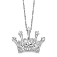 Cheryl M Sterling Silver Rhodium-plated Brilliant-cut CZ Crown Necklace, 18" view 1