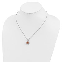 Cheryl M Sterling Silver Rhodium-plated 100 Facet Simulated Morganite and White Brilliant-cut CZ Halo Necklace, 18" view 3