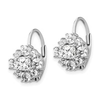 Cheryl M Sterling Silver Rhodium-plated Princess-cut and Brilliant-cut CZ Leverback Earrings view 2