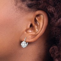 Cheryl M Sterling Silver Rhodium-plated Princess-cut and Brilliant-cut CZ Leverback Earrings view 3