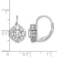 Cheryl M Sterling Silver Rhodium-plated Princess-cut and Brilliant-cut CZ Leverback Earrings view 4