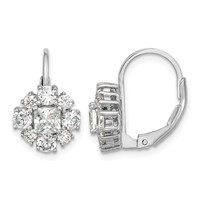Cheryl M Sterling Silver Rhodium-plated Princess-cut and Brilliant-cut CZ Leverback Earrings view 1