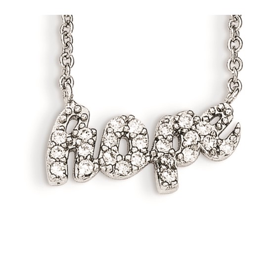 Cheryl M Sterling Silver CZ HOPE 18in. Necklace