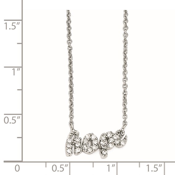 Cheryl M Sterling Silver CZ HOPE 18in. Necklace