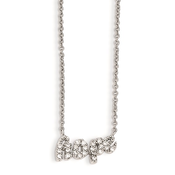 Cheryl M Sterling Silver CZ HOPE 18in. Necklace