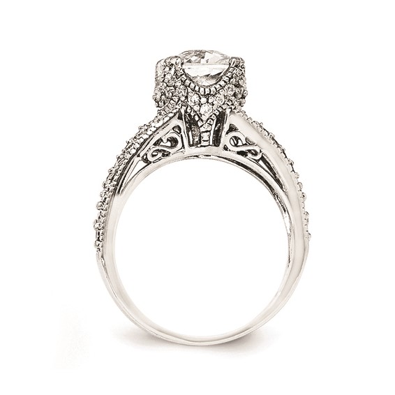 Cheryl M Sterling Silver Checker-cut CZ Ring