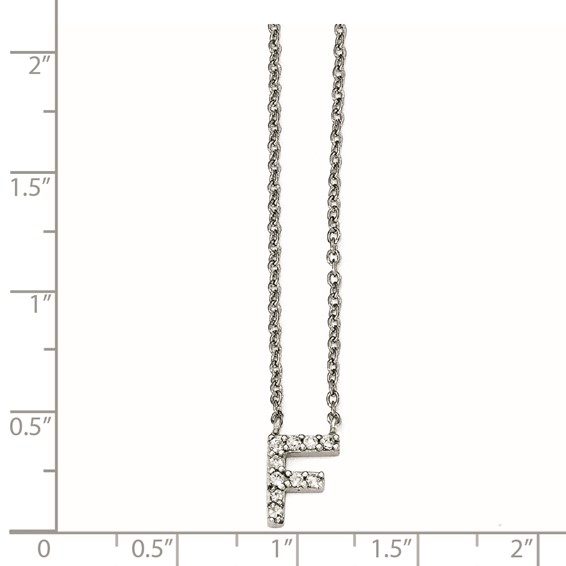 Cheryl M Sterling Silver CZ Letter F 18in. Necklace