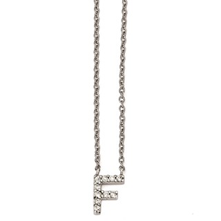 Cheryl M Sterling Silver CZ Letter F 18in. Necklace